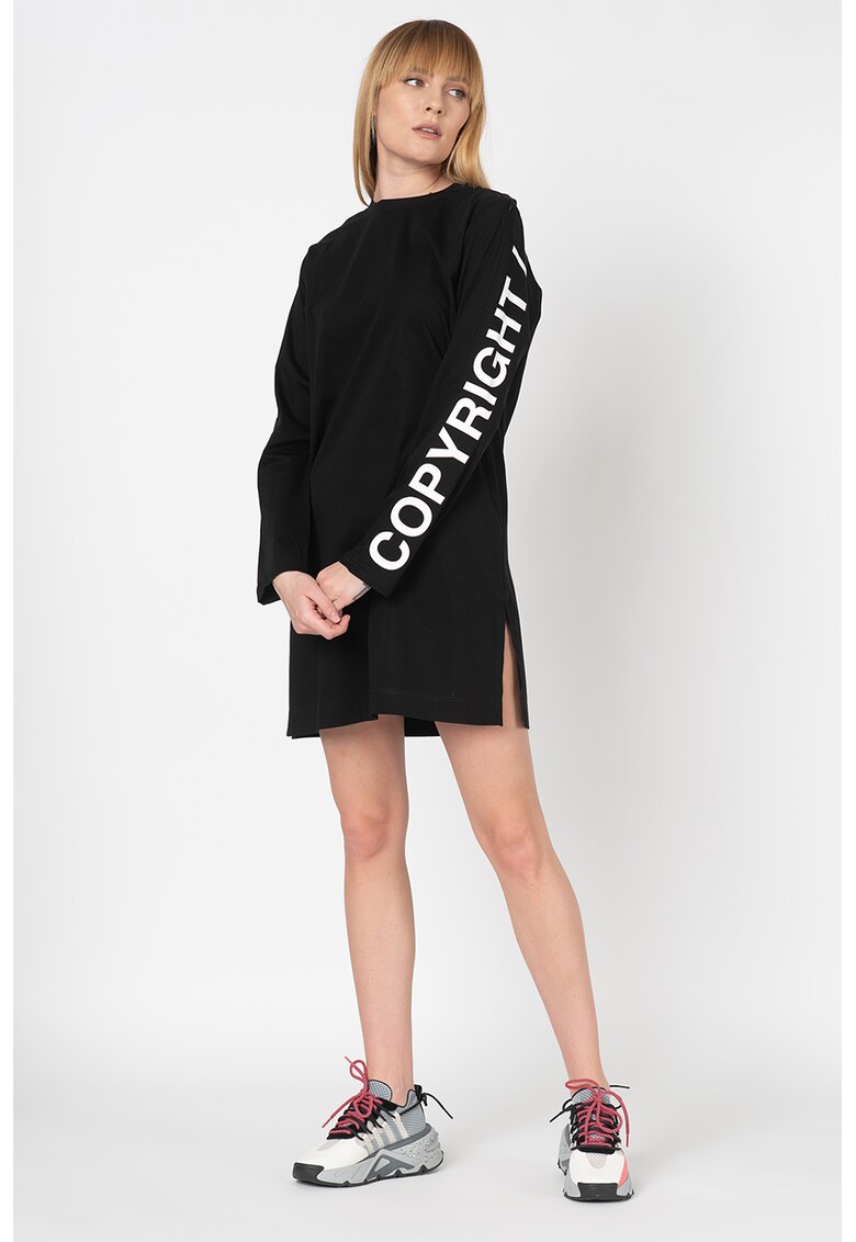 Rochie dreapta cu slituri cu fermoar pe maneci Rosy