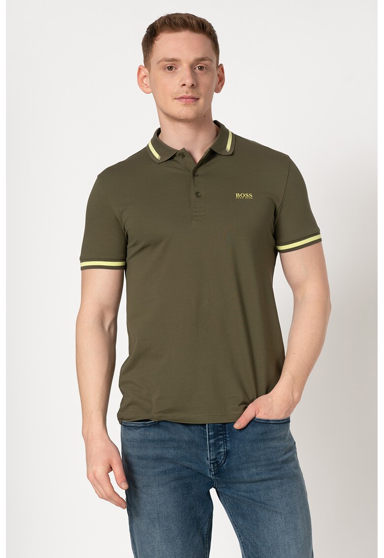 Tricou polo slim fit cu detaliu logo Paule