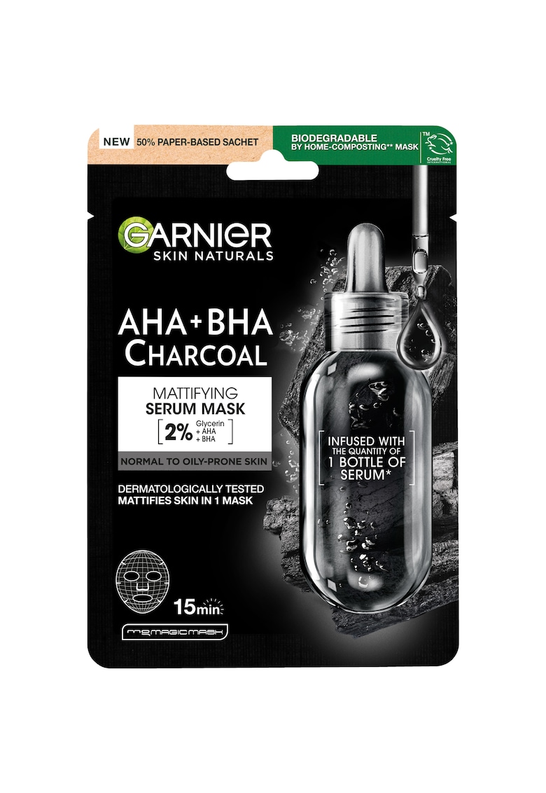 Masca Servetel Super hidratare si matifiere cu carbune Skin Naturals - 28 gr