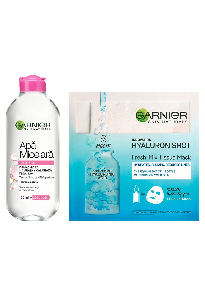 Set Skin Naturals: Apa micelara pentru ten sensibil - 400 ml + Masca servetel Fresh-Mix cu acid hialuronic - 33 g