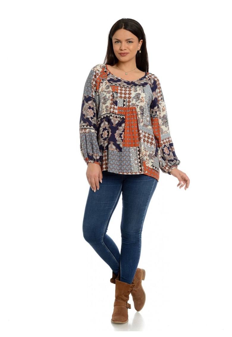 Bluza Dama Platca Bej cu Maneca Bufanta -