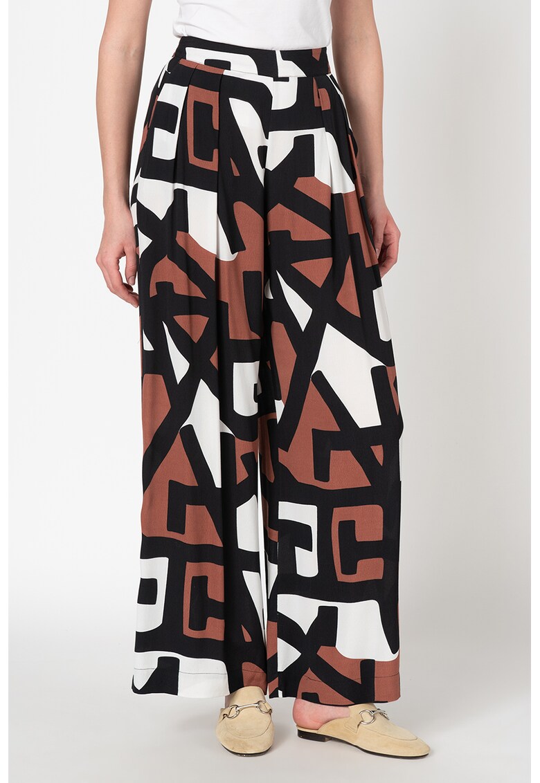 Pantaloni palazzo cu model geometric