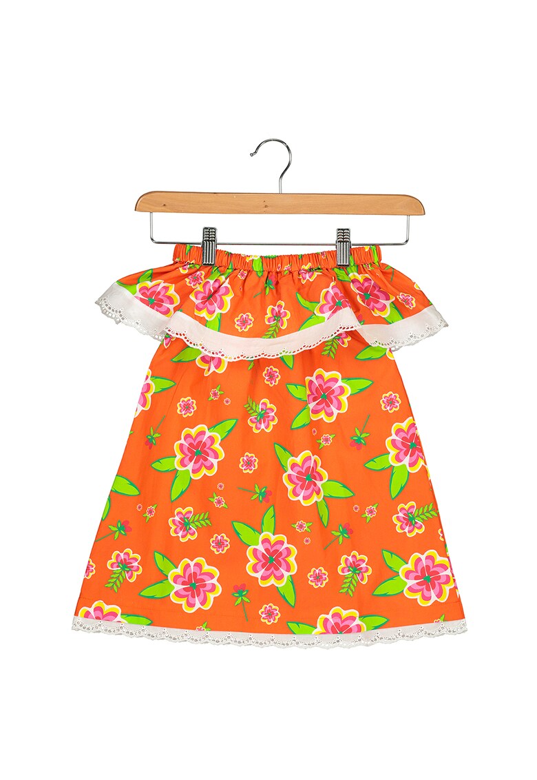 Rochie cu model floral si insertii de dantela crosetata Bahia