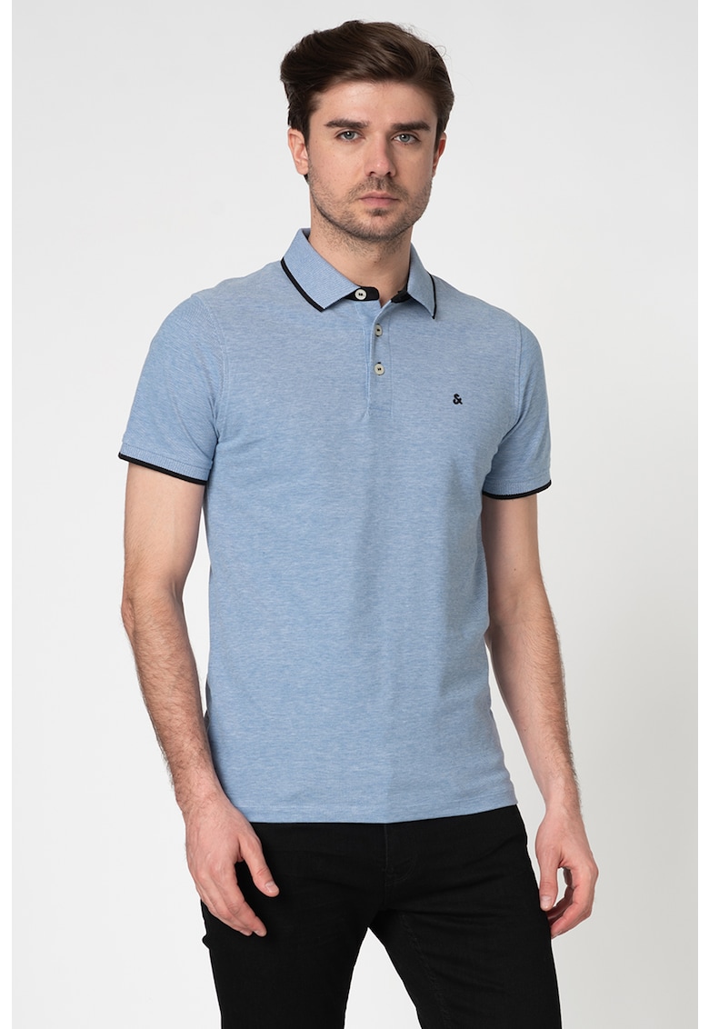 Tricou polo slim fit din material pique