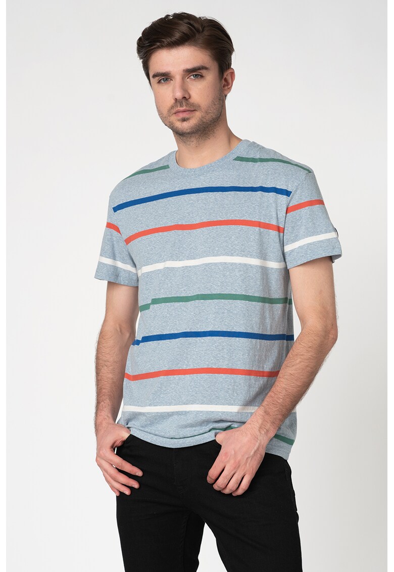 Tricou relaxed fit cu decolteu la baza gatului si imprimeu cu dungi Relaxie