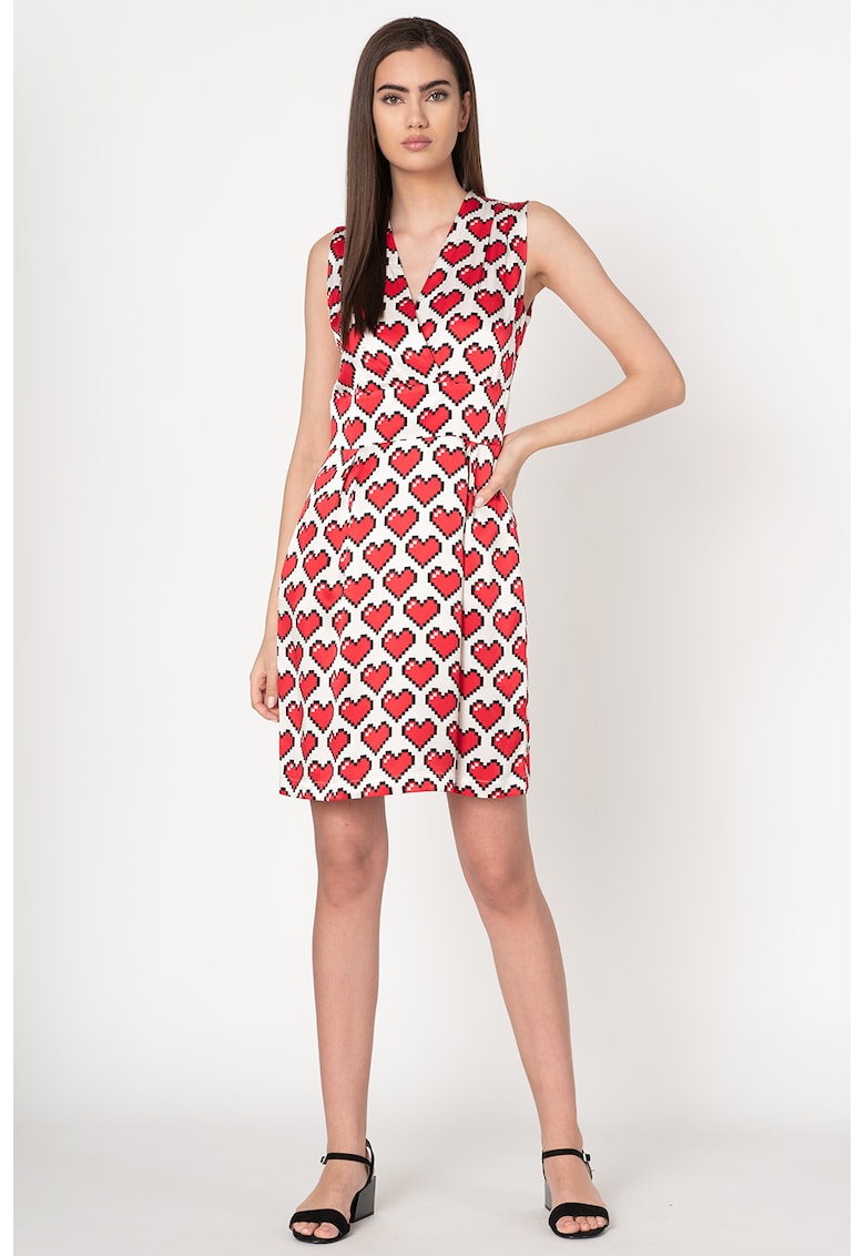 Rochie cu decolteu cache-coeur si pliuri inversate