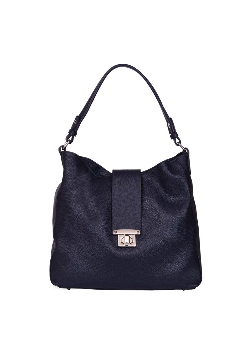 Geanta piele naturala Loredana gri - Bleumarin