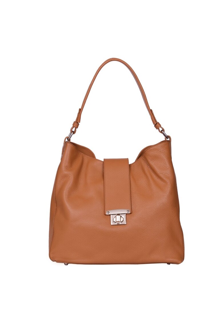 Geanta piele naturala Loredana gri - Coniac