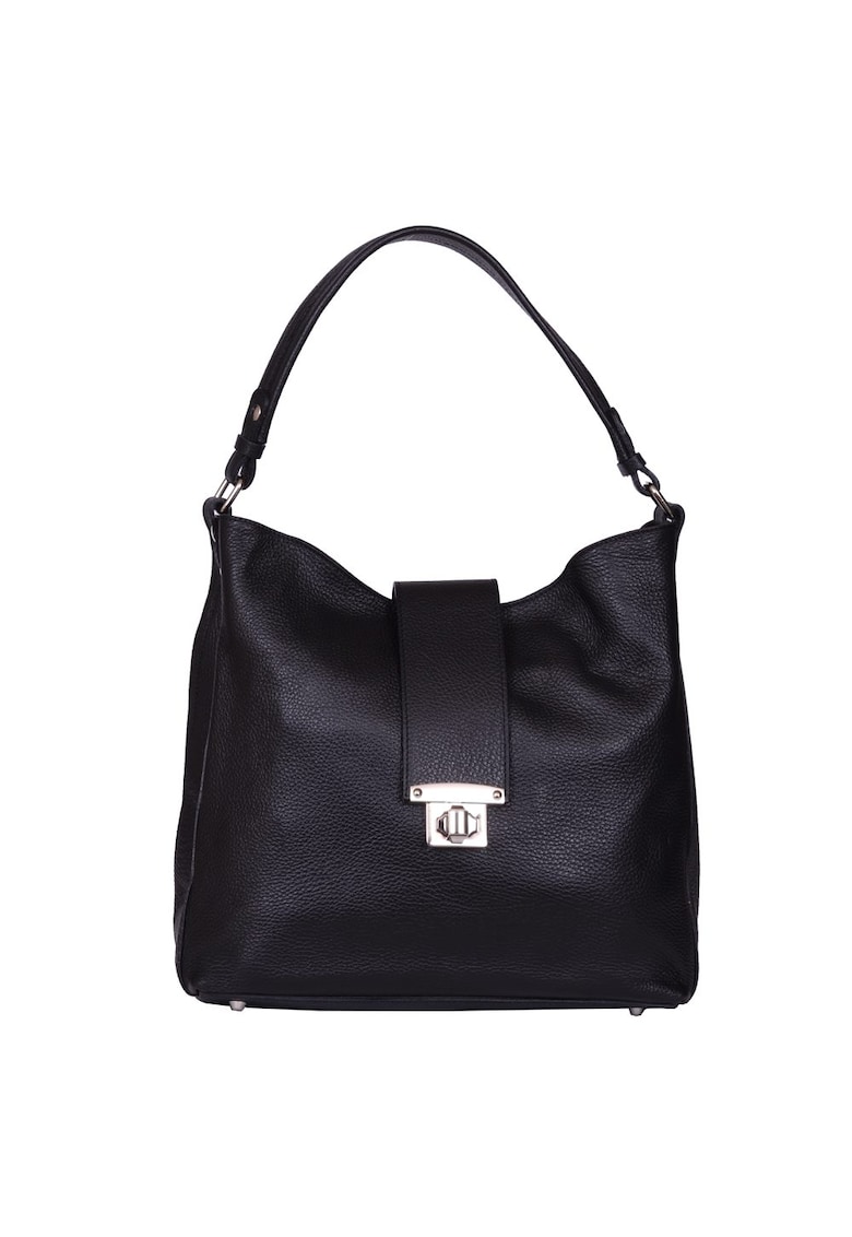 Geanta piele naturala Loredana gri - Negru