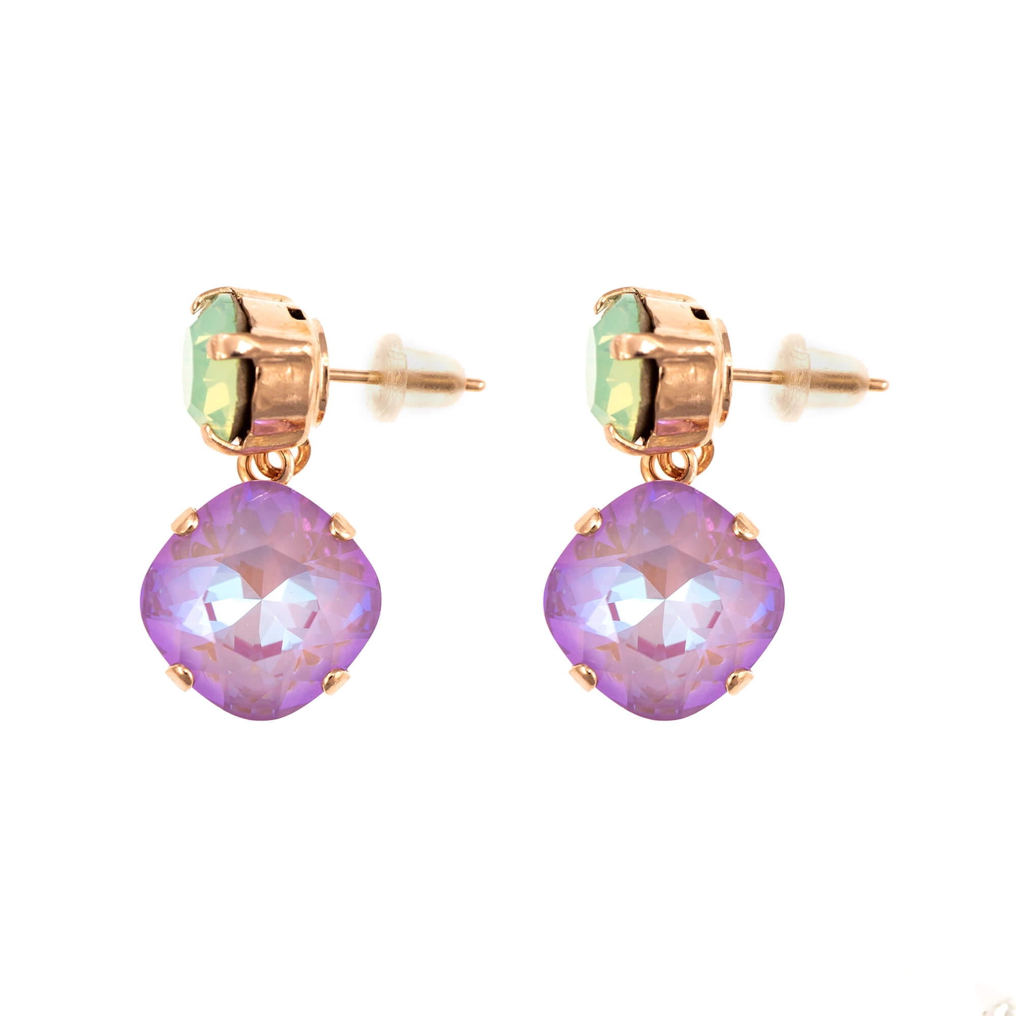 Cercei placati cu Aur roz de 24K - Cristale Swarovski - Lavender - Botanica by Multicolor