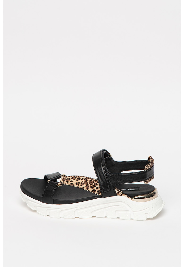 Sandale cu talpa wedge si inchidere velcro Ponza