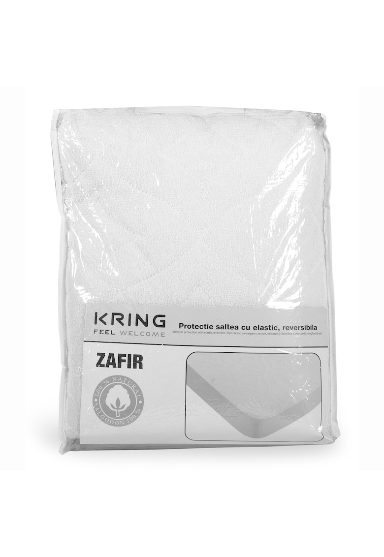 Protectie saltea matlasata cu elastic Zafir Rizo Rizo - reversibila - 100% bumbac - cu baza PVC - cu umplutura de poliester 100 gr