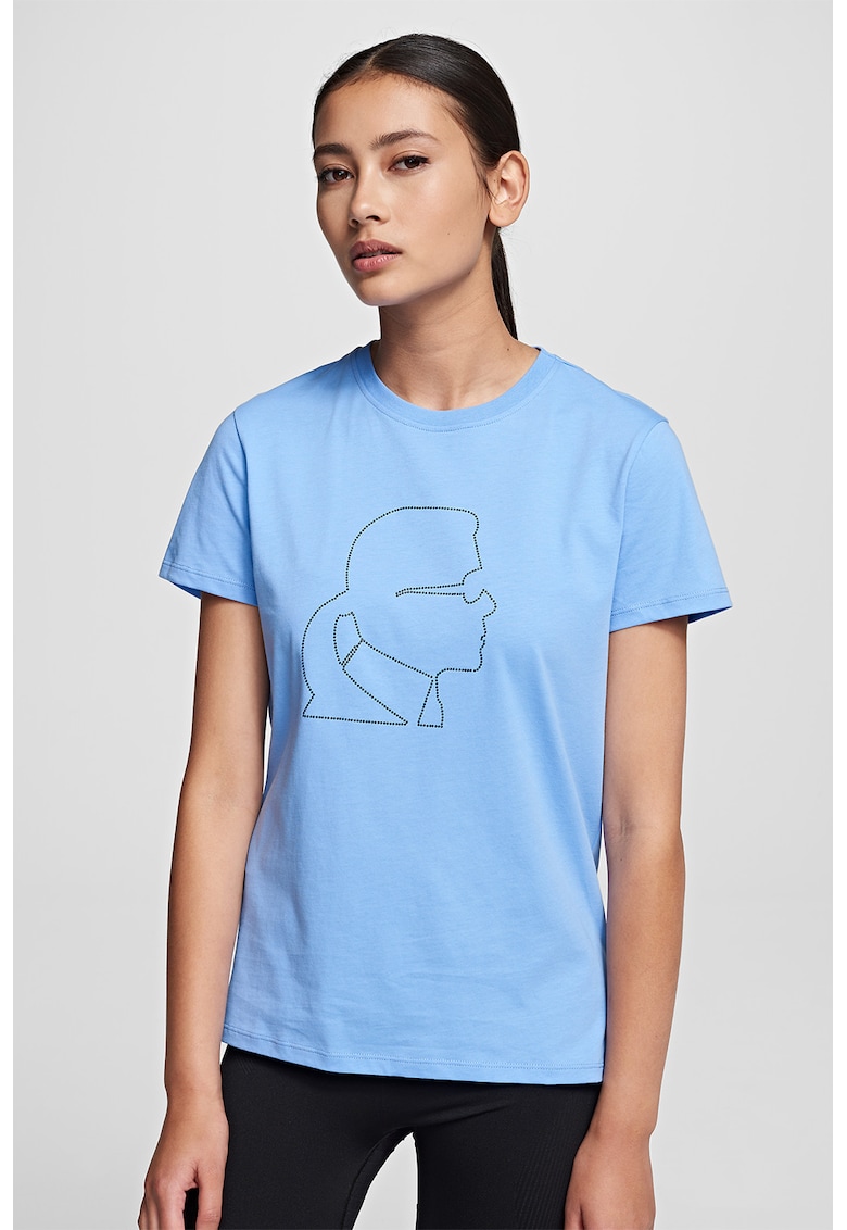 Tricou cu decolteu la baza gatului si aplicatie logo