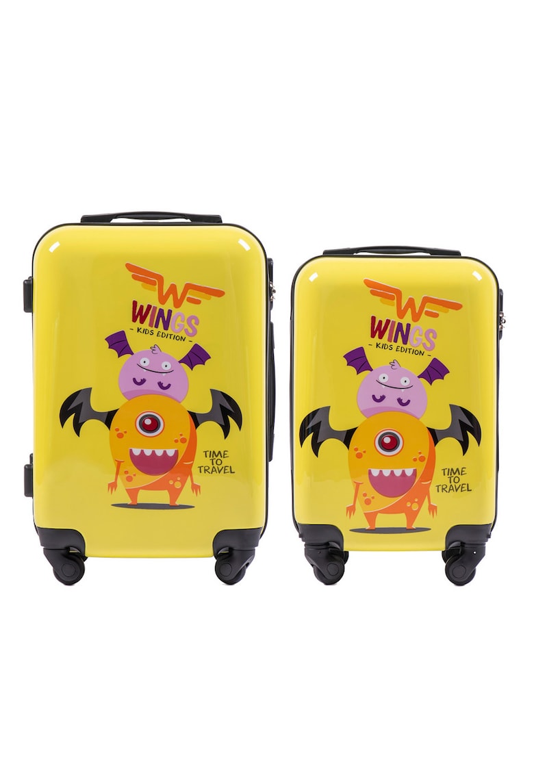 Set Trolere - Policarbonat -  4 Roti - WKIDS - 2 Piese - Imprimeu Monster Set Trolere - Policarbonat -  4 Roti - WKIDS - 2 Piese - Imprimeu Monster