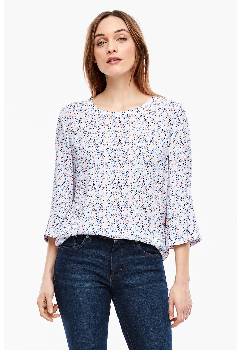 Bluza cu imprimeu floral si maneci 3/4 Bluza cu imprimeu floral si maneci 3/4