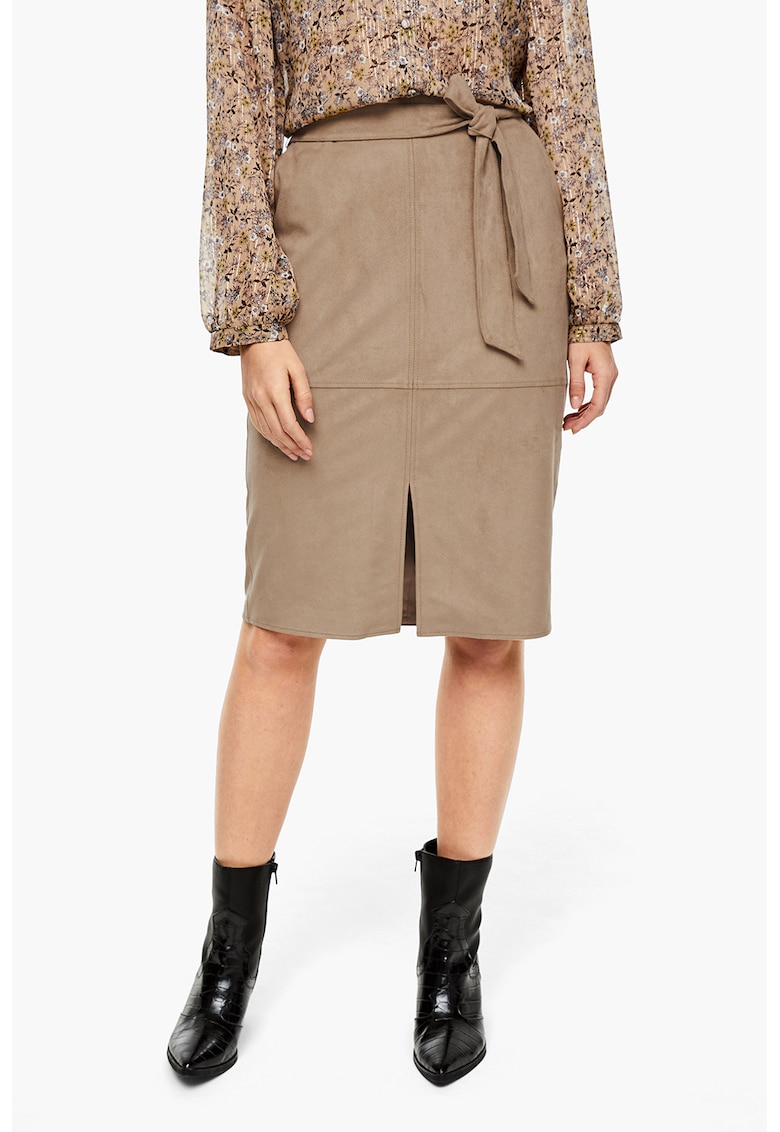 Fusta midi cu slit frontal