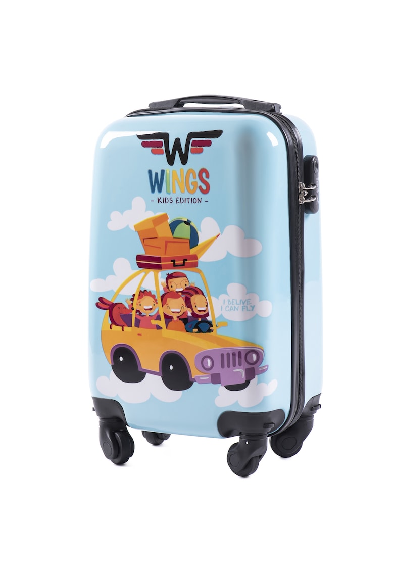 Troler Cabina - Policarbonat - 4 Roti - WKIDS - 50 cm - Imprimeu Car