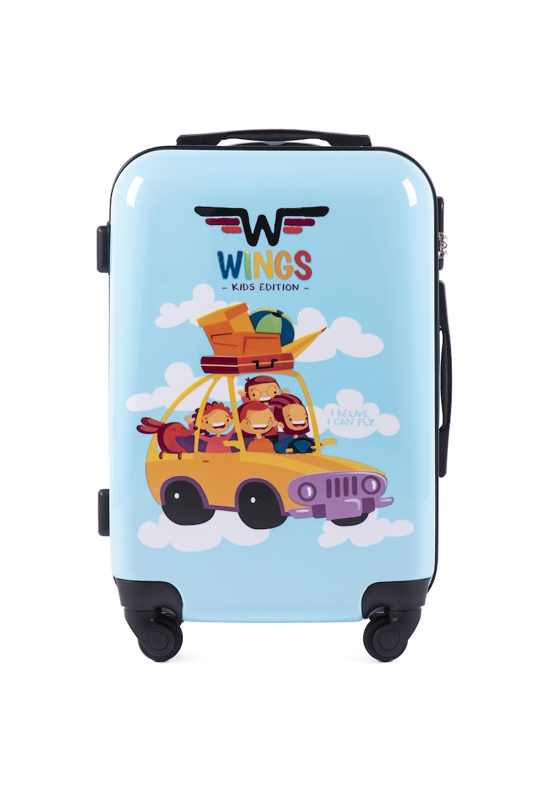 Troler Cabina - Policarbonat - 4 Roti - WKIDS - 55 cm - Imprimeu Car