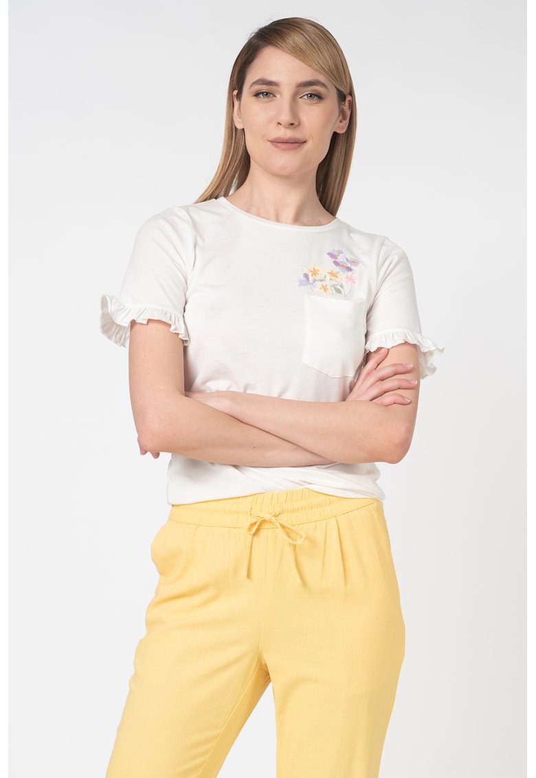 Tricou cu broderie florala Celia