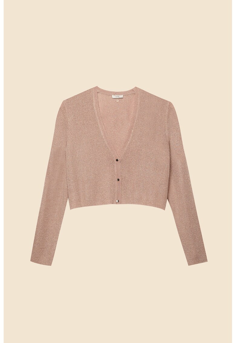 Cardigan crop cu aspect stralucitor