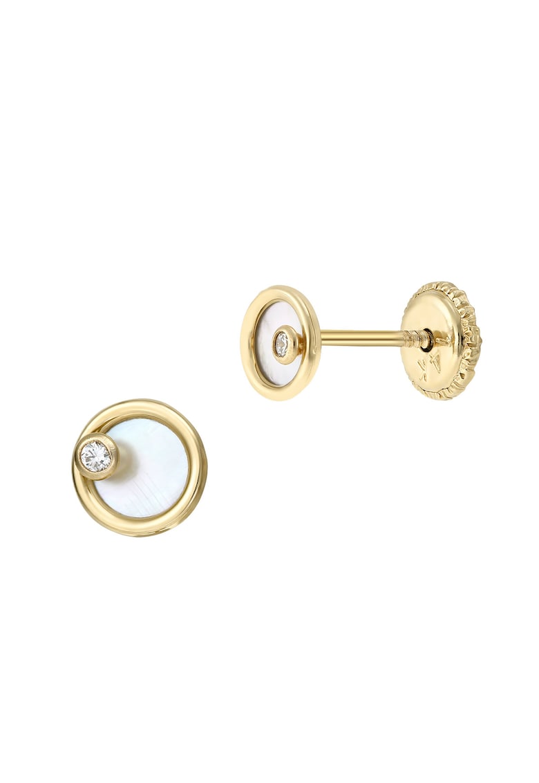 Cercei fetite - aur galben - sidef si diamante -