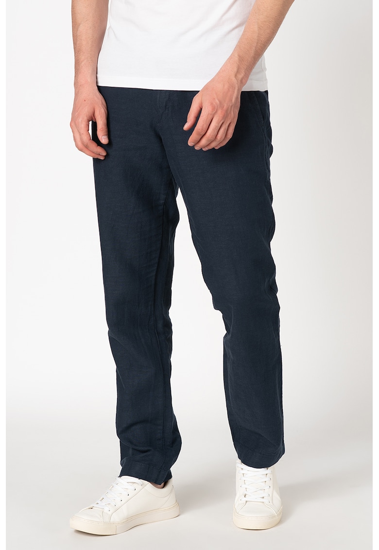 Pantaloni chino slim fit din amestec de in