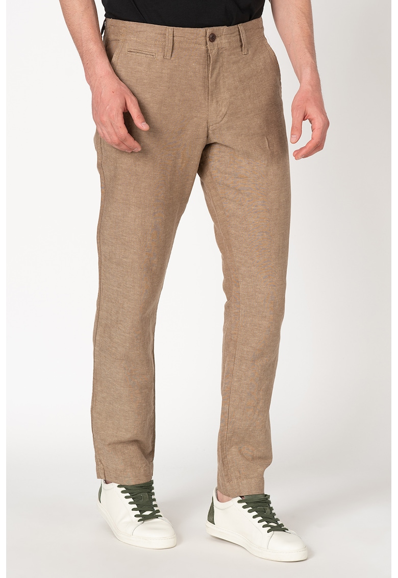 Pantaloni chino slim fit din amestec de in