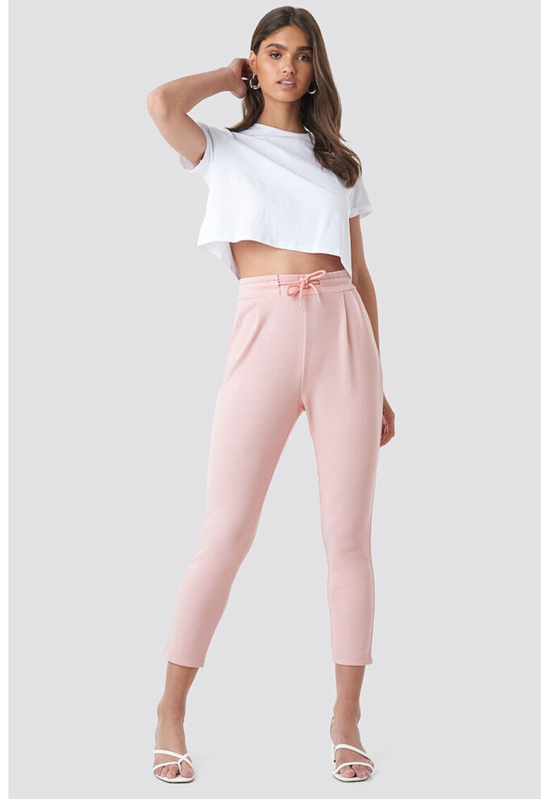 Pantaloni sport crop cu talie inalta