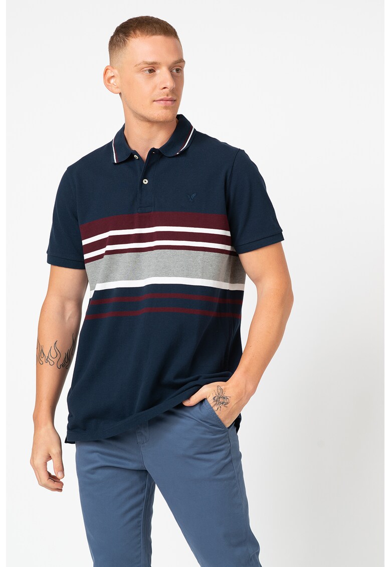 Tricou polo cu model colorblock