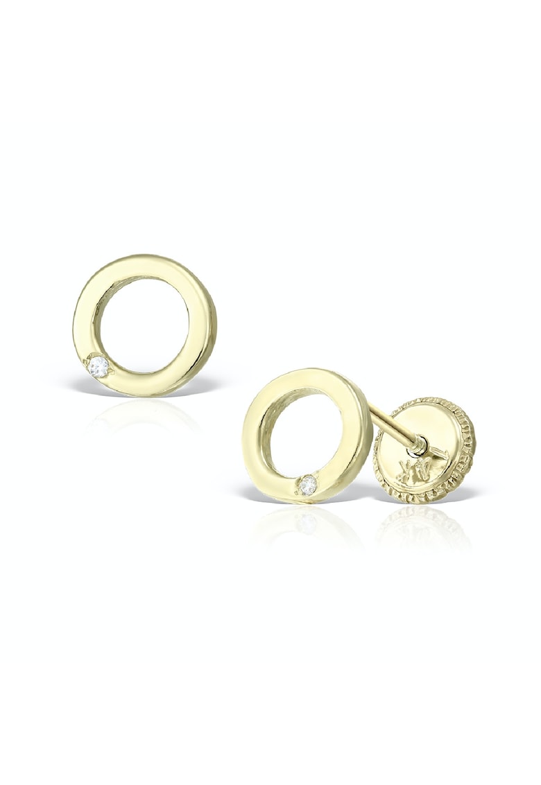 Cercei bebelusi - rotunzi - aur galben 14K si diamante -