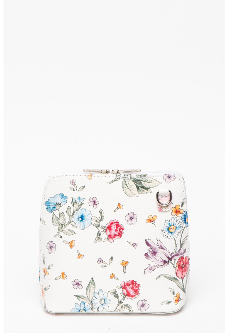 Geanta crossbody de piele cu imprimeu floral