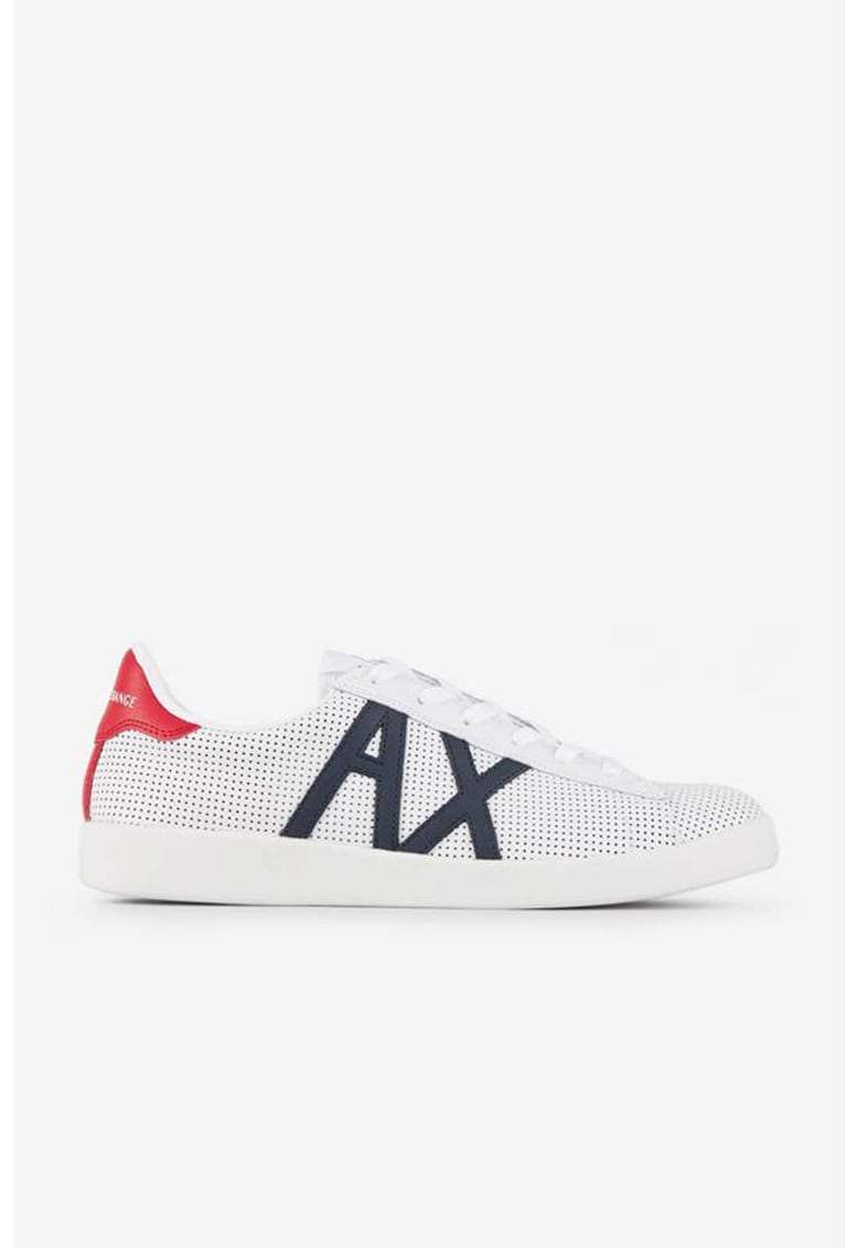 Armani Exchange Pantofi sport de piele cu aspect perforat
