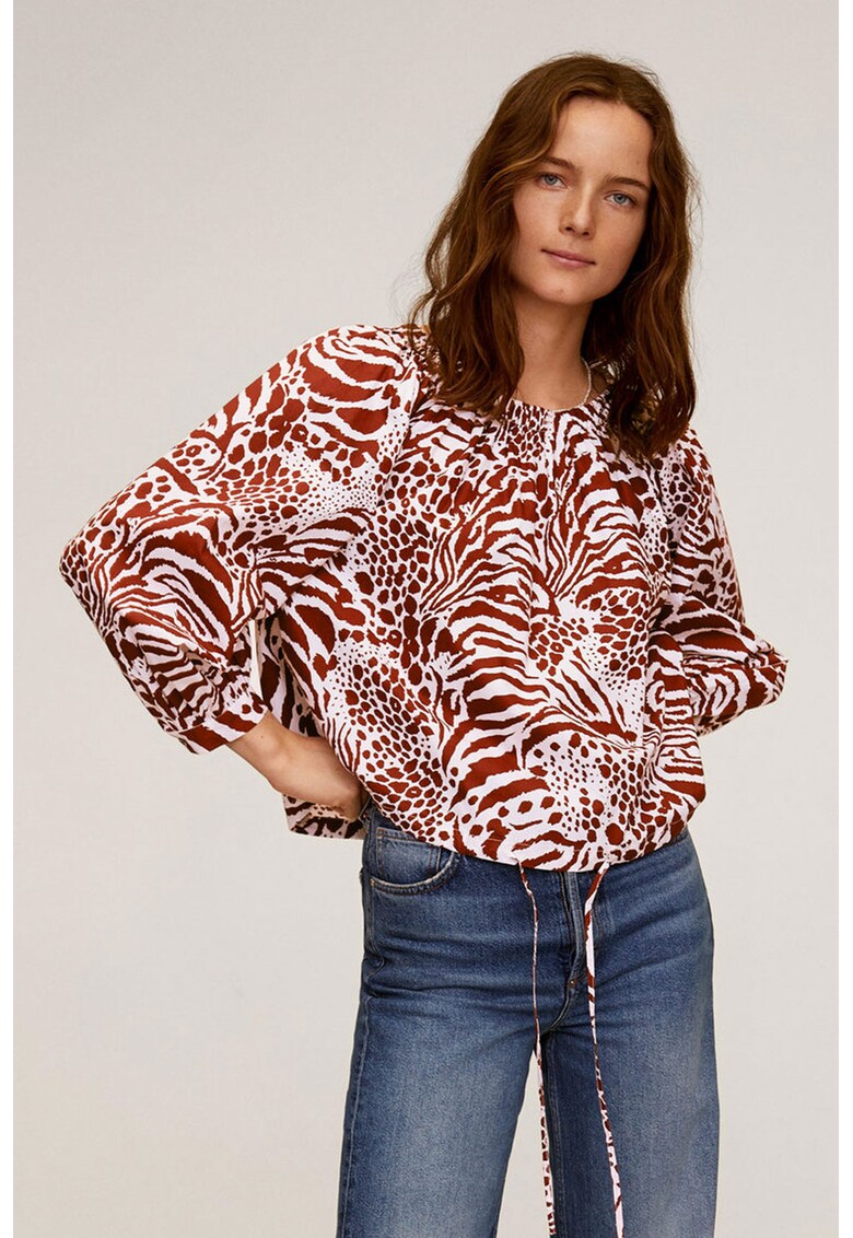 Bluza de bumbac organic cu animal print Alba