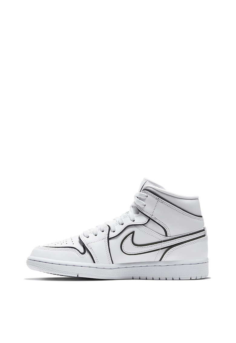 Pantofi sport mid-high de piele cu garnituri cu irizatii Air Jordan 1