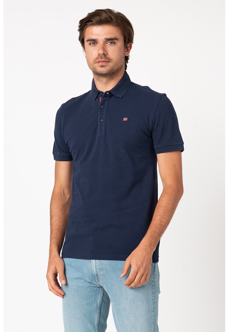 Tricou polo slim fit cu logo brodat Eolanos - Bleumarin