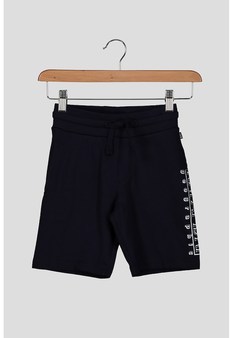 Pantaloni sport tip bermude cu imprimeu logo - Bleumarin