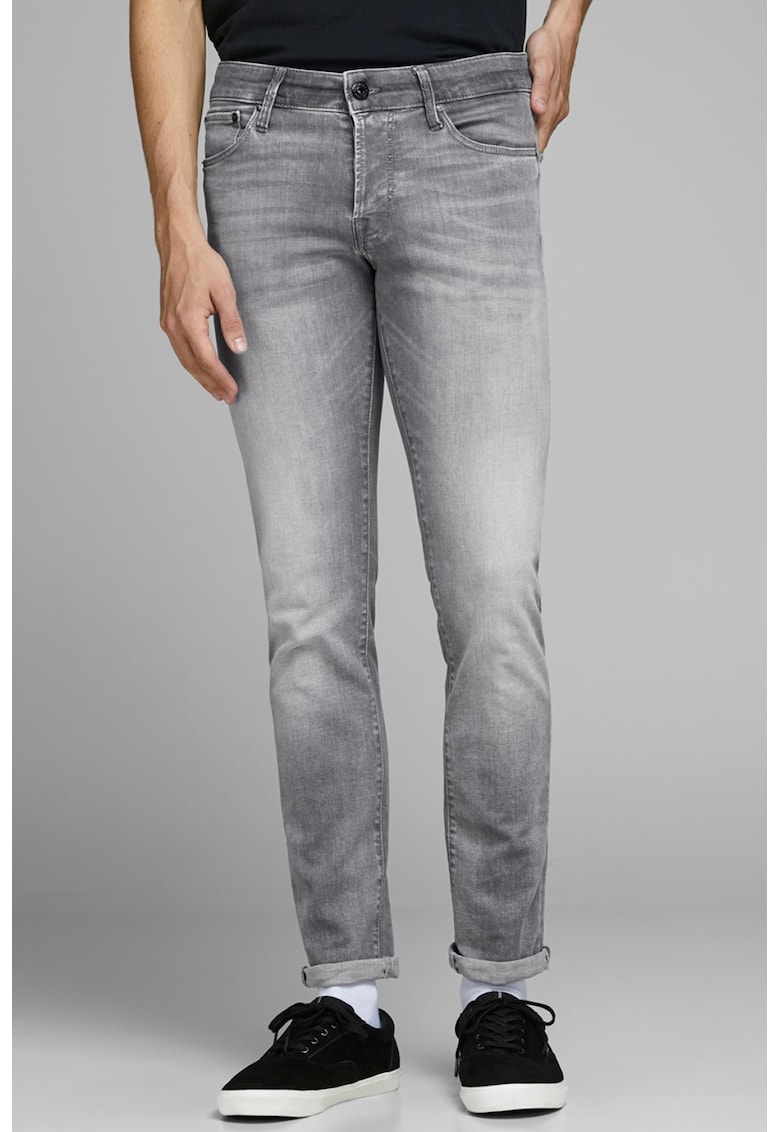 Blugi slim fit Glenn Icon - Alb/Gri