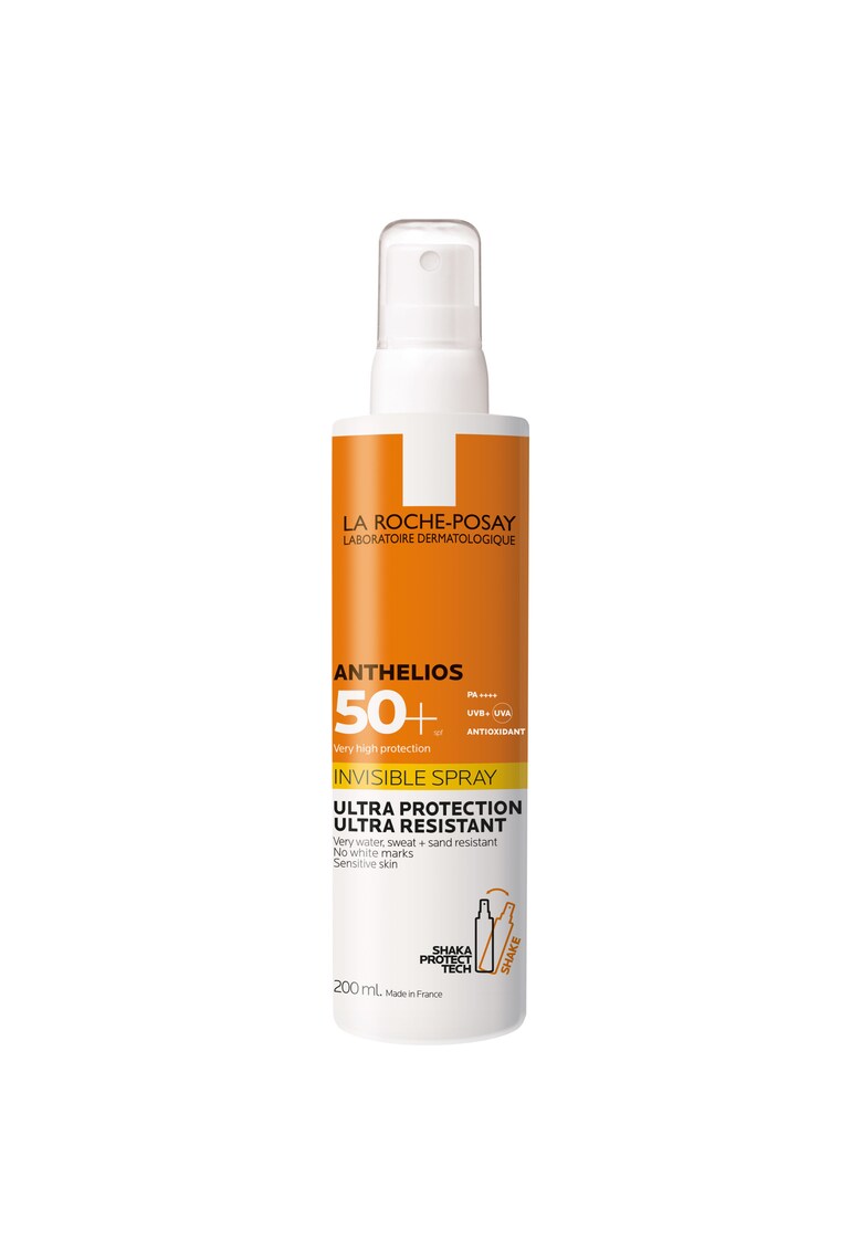 Spray invizibil cu protectie solara pentru corp anthelios spf 50+ - pentru piele sensibila - ultra-rezistent - cu parfum - 200 ml