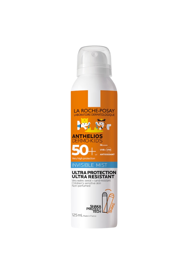 Spray cu protectie solara - cu aplicare usoara pentru corp - pentru pielea sensibila a copiilor - rezistenta foarte mare la apa - fara urme albe - ANTHELIOS Dermo-Pediatrics Spray cu aplicare usoara SPF 50+ - 125 ml