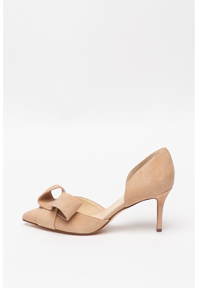Pantofi d’Orsay din piele intoarsa – cu varf ascutit si aplicatie cu funda McFally fashiondays.ro