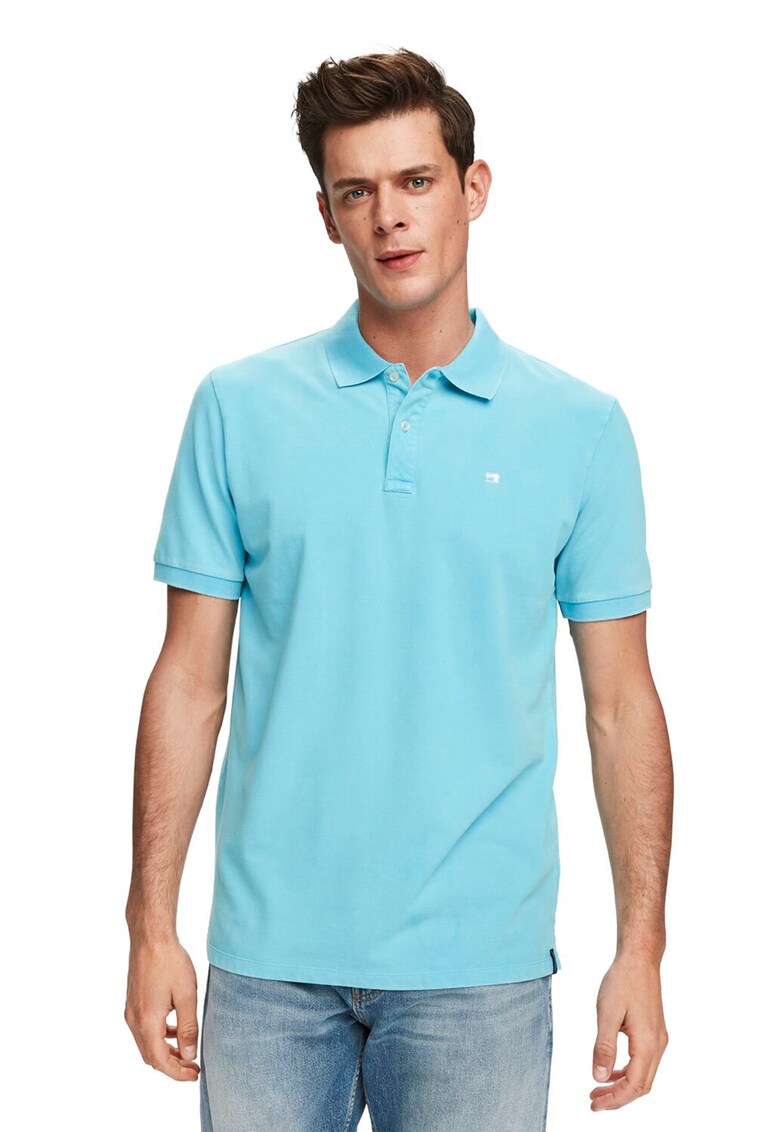 Tricou polo cu broderie discreta