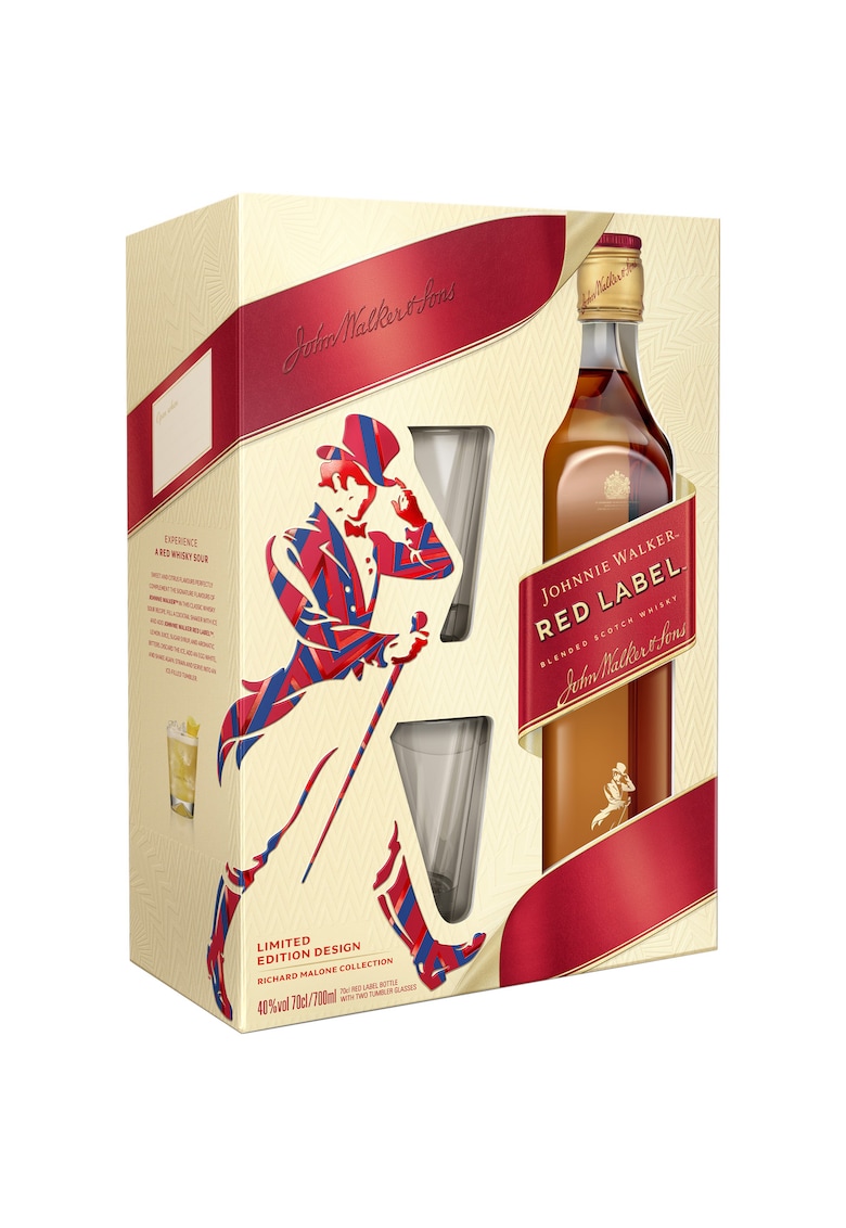 Whisky Red Label - Blended 40% - 0.7l + 2 Pahare