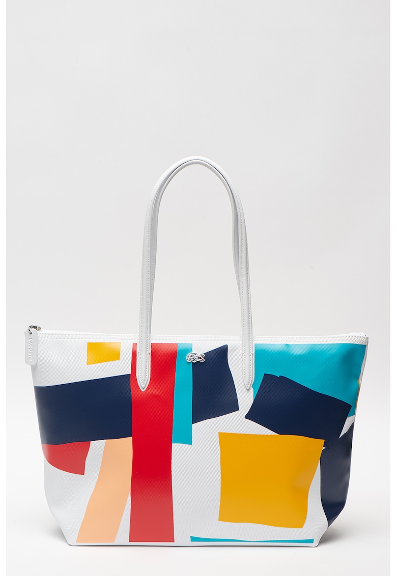 Geanta shopper din piele ecologica cu aspect colorblock