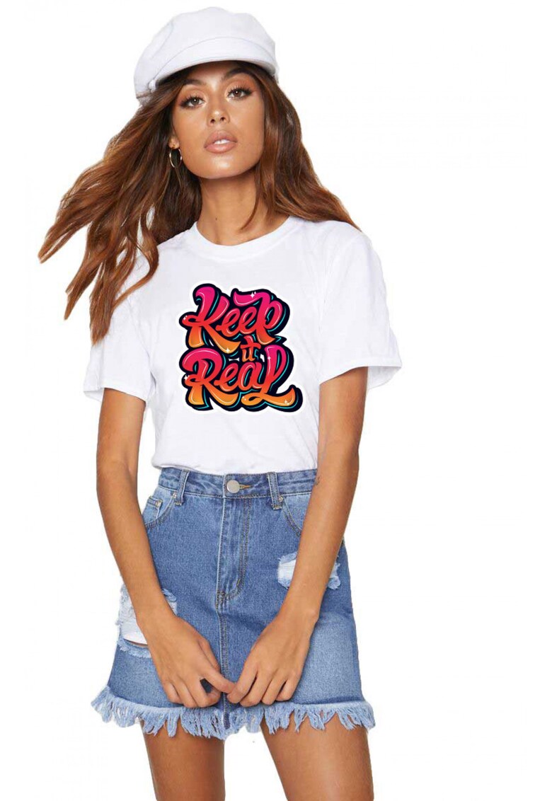 Tricou dama alb - Keep it real