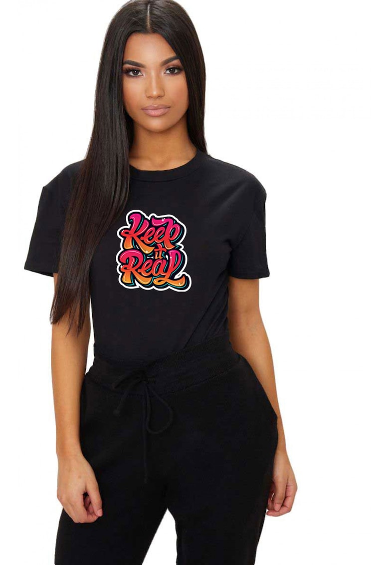 Tricou dama negru - Keep it real