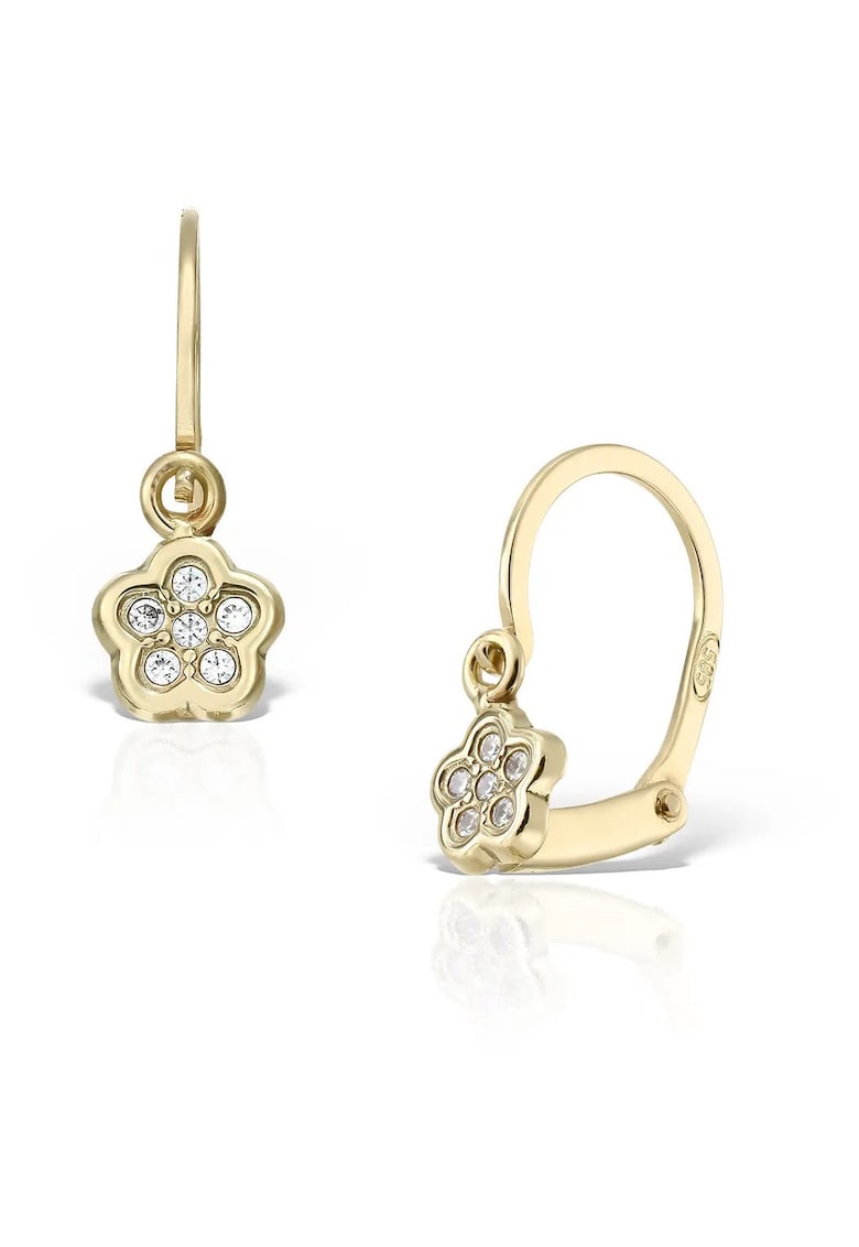Cercei bebe - tortite cu pietricele albe - aur 14 KT
