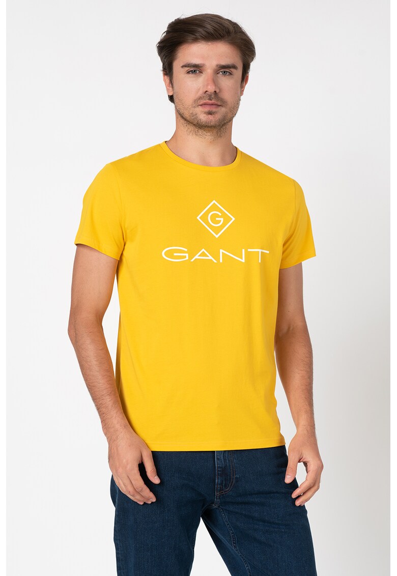 Tricou cu decolteu la baza gatului si imprimeu logo