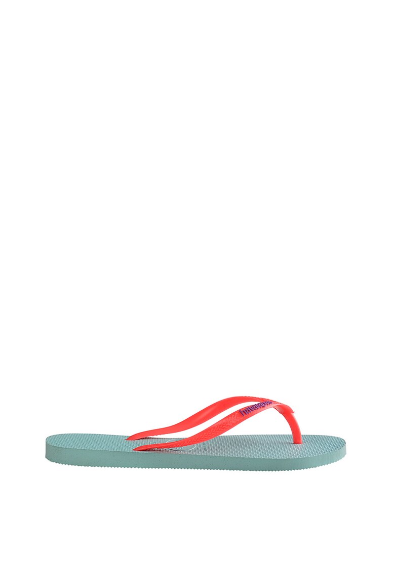 Papuci flip-flop cu logo si barete contrastante Slim
