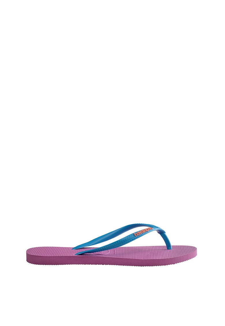 Papuci flip-flop cu logo si barete contrastante Slim
