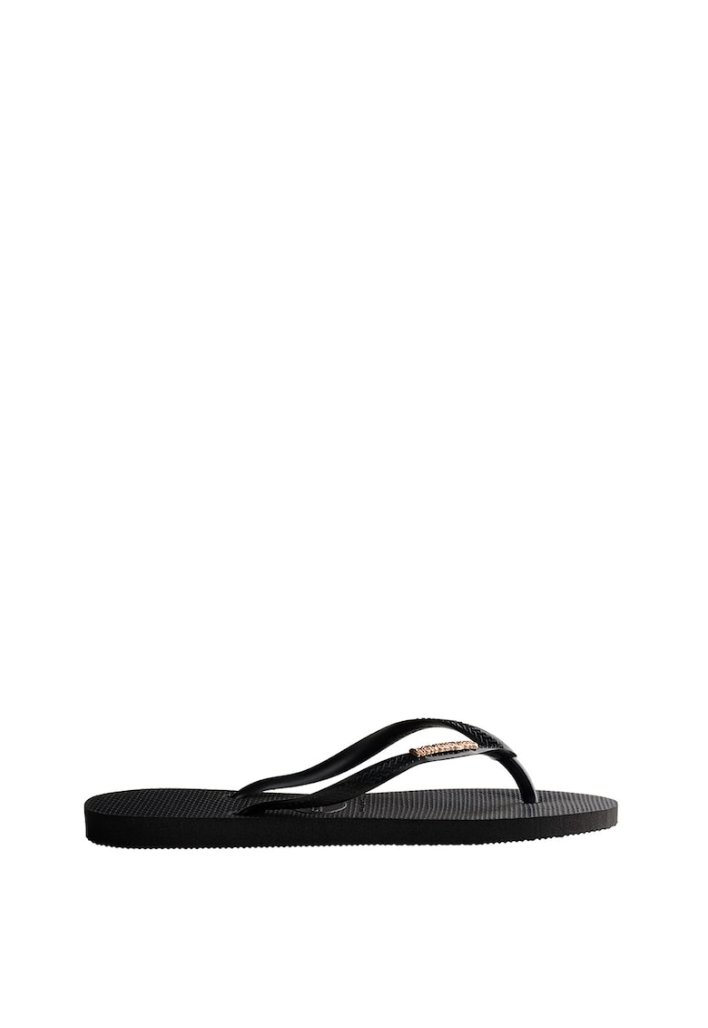 Papuci flip-flop cu logo metalic - Negru/Auriu rose